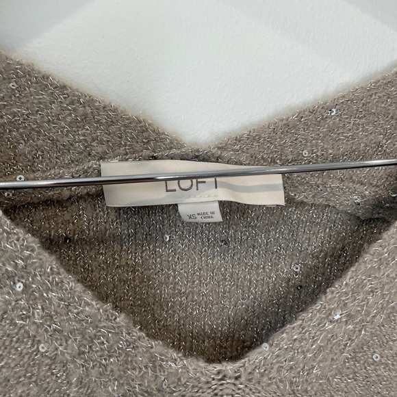 LOFT Sequin Double V Long Sleeve Sweater - Picture 7 of 8